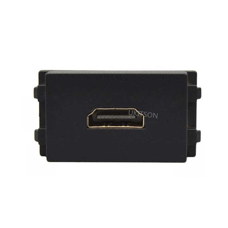 Slot Modular HDMI2.0 Feminino, Pass Through, soquete compatível com HDMI, módulo F e HDMI, adequado para projetor, DVD em preto, cor escura