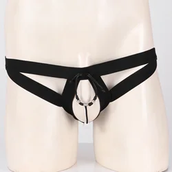 Men Crotchless Strappy Thongs O-Ring Bead Decor G-String Low Rise Elastic Waistband T-Back Underwear For Honeymoon Gift