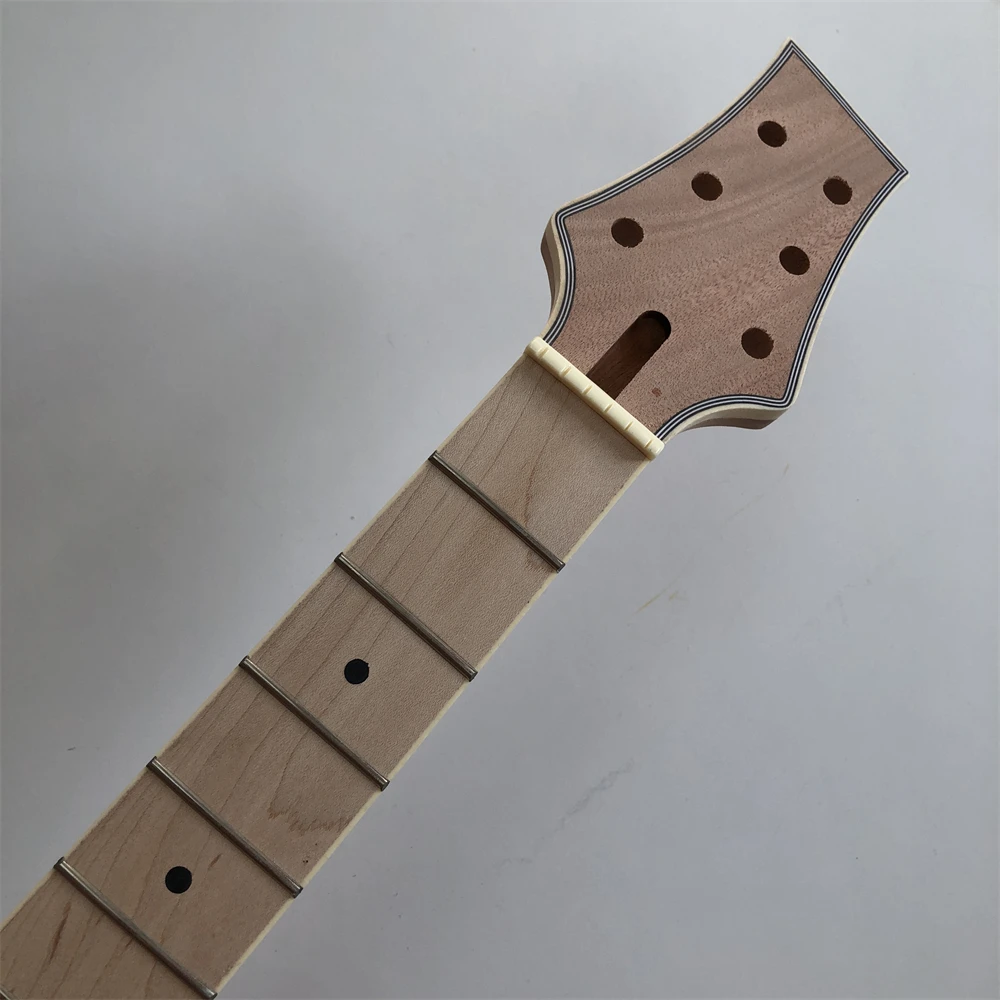 Unfinished Guitar neck Mahogany 24Fret 25.5 inches Maple Fretboard Dot inlay Diy