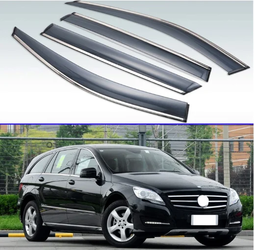 

For Mercedes-Benz R-Class R500 R350 R300 2010-2017 Plastic Exterior Visor Vent Shades Window Sun Rain Guard Deflector 4pcs