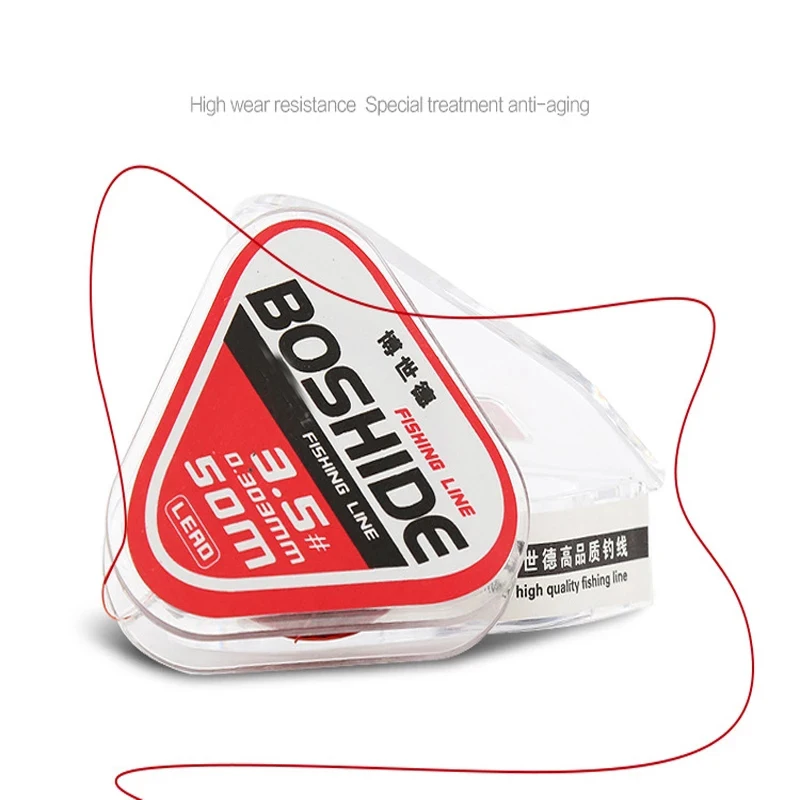 Ligne de pêche de compétition de 50m, fil de pêche super solide, ligne plus invisible, pas de mémoire, ligne en nylon revêtue de fluorocarbone