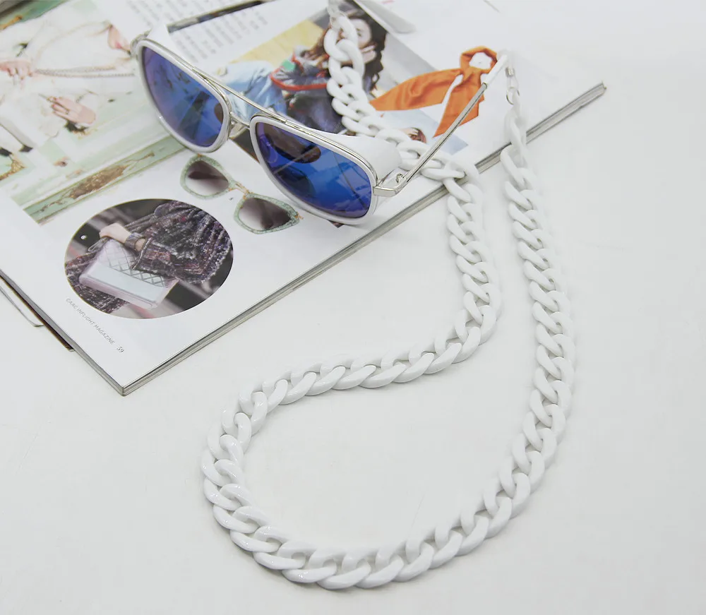 FishSheep Fashion Acrylic Glasses Chain Reading Glasses Cord Hanging Neck Chains Straps Rope Resin Sunglasses Largands Strap