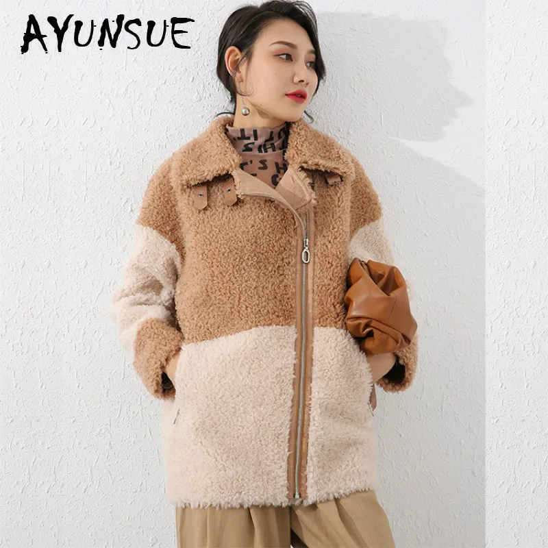 Sheep Shearing Real Fur Coat 100% Wool Jacket Women Clothes 2020 Autumn Winter Coat Women Korean Fashion Fur Tops 19065 Y2092