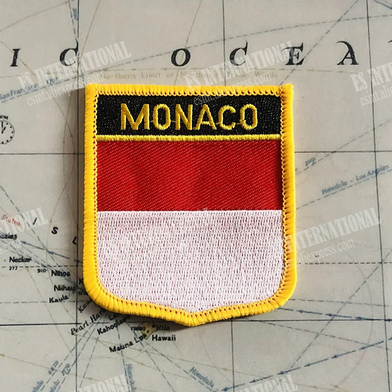 MONACO National Flag Embroidery Patches Badge Shield And Square Shape Pin One Set On The Cloth Armband   Backpack  Decoration