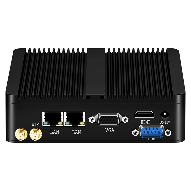 XCY-Mini PC Windows/Linux, Intel Celeron J6412, 2x COM/RS232/RS485, fanless, ordinateur industriel, avec ports HDMI, VGA, 4x USB, Ethernet, pour touristes