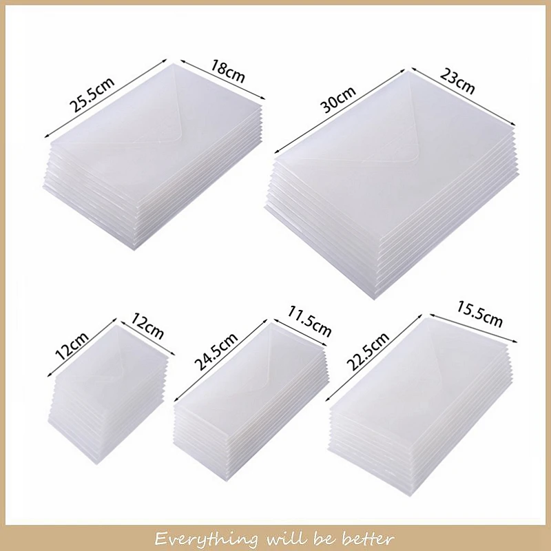 10-Piece Set Transparent Portable Storage Bag Used To Store Cutting Dies & Stamp Stencil New Card Cover Plastic Storage Envelope