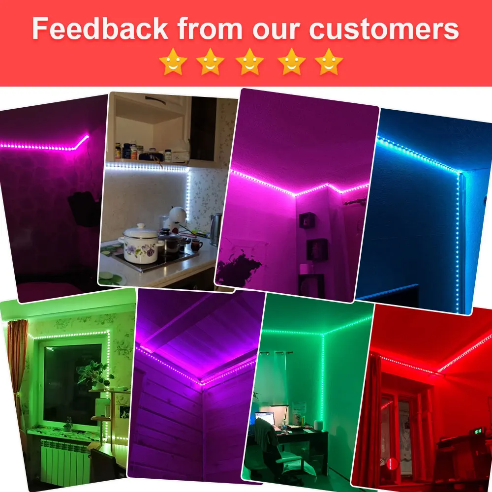 luces led para habitacion 10M 20M ,Tiras LED, Luces LED RGB 5050, con Control Remoto de 44 Botones y Caja de Control, LED 20 Colores 8 Modos de