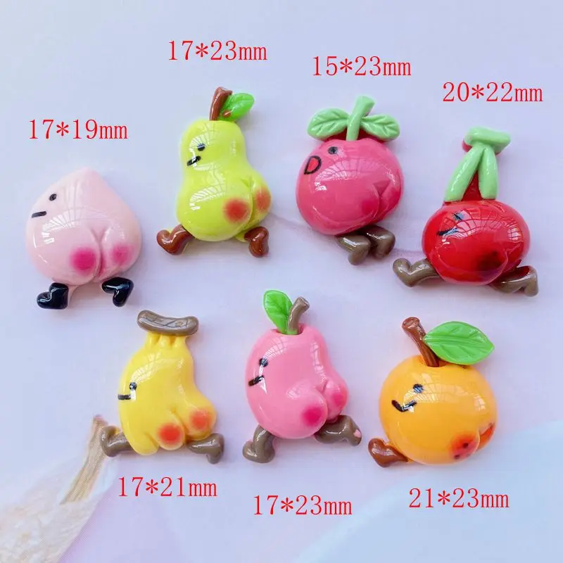 10 / 20pieces of new resin Kawaii running fruit series flat back convex circular scrapbook DIY embellishment accessories E604