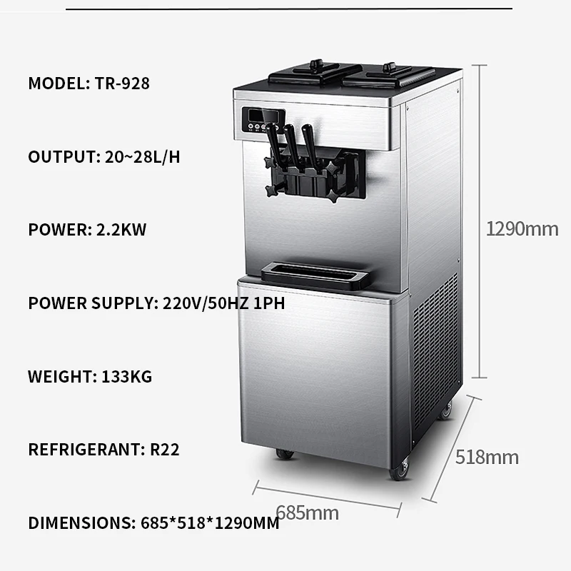 

3 Flavors Snack Shop Ice cream machine 220v commercial vertical desktop soft ice cream machine 20~28L/h