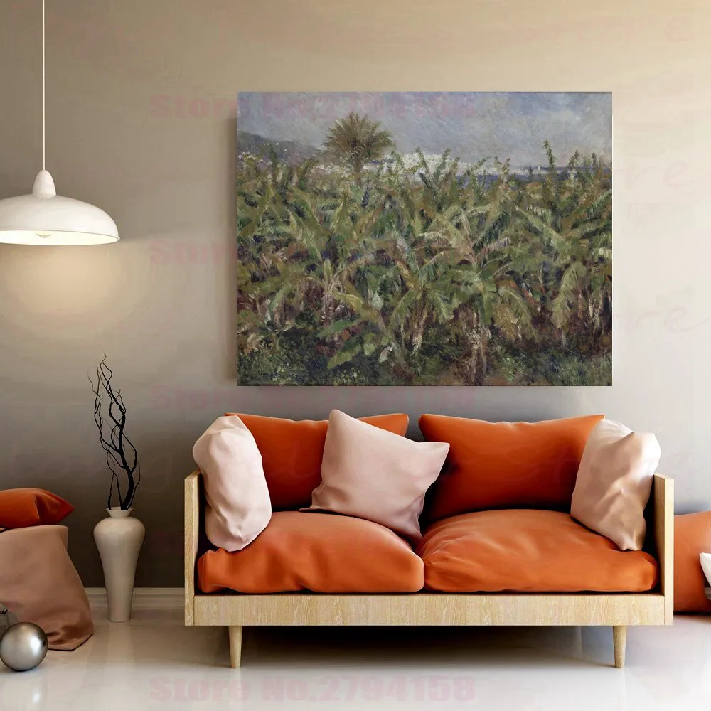 Auguste Renoir Replica Field of Banana Trees Landscape Painting Canvas Print Wall Art Vintage Home Decorations Dropshipping