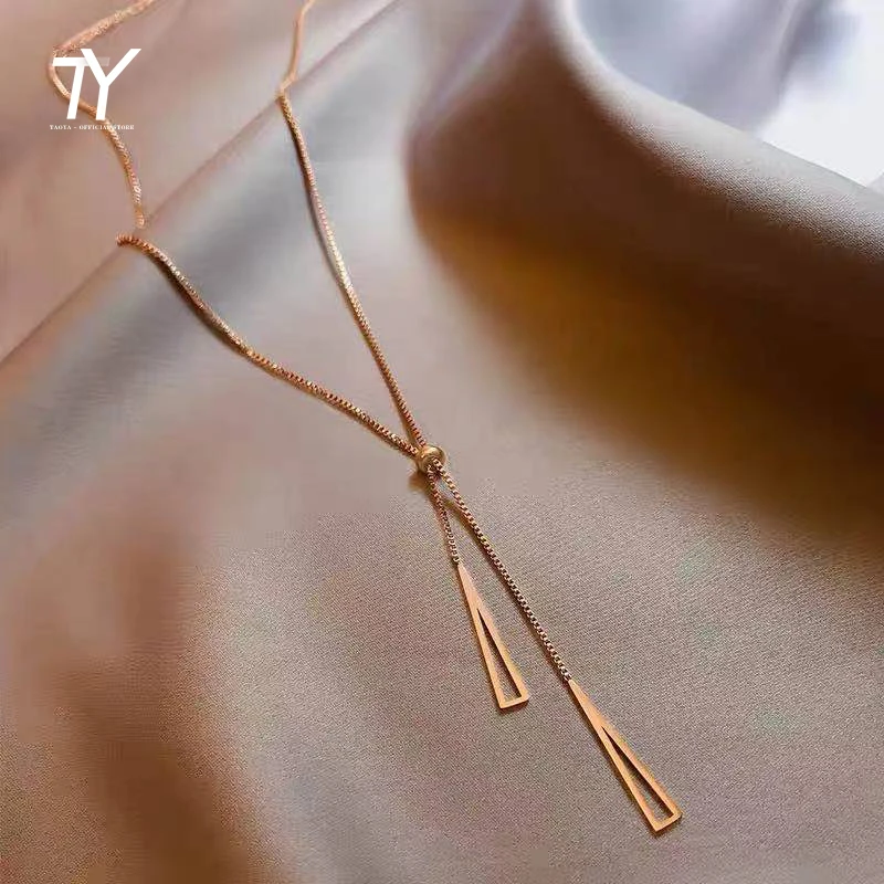 Simple Rose Gold Colour Titanium Steel Colorfast Necklace For Womans Korean Fashion Jewelry Accessories Sexy Girl Clavicle Chain