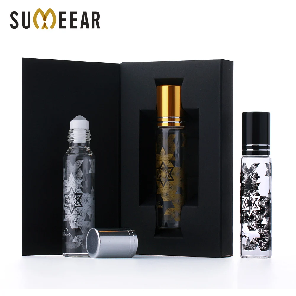 

50PCS 10ml Glass Roller Bottles Empty Clear With Packing Box Essential Oil Vial For Traveler With Glass Ball