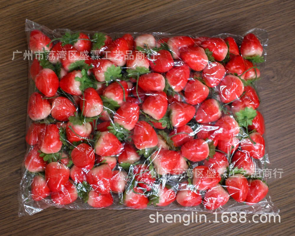 100pcs Artificial Fruit Fake Strawberry Plastic Simulation Strawberry Ornament Craft Photography Props Christmas Home Decor