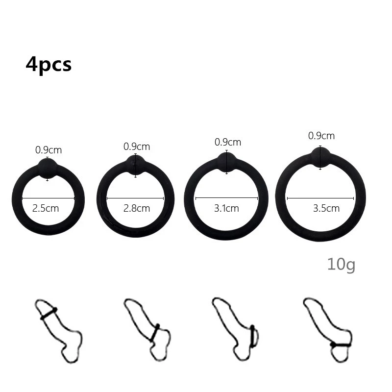 WAKEWAY 3/4PCS Penis Ring Penis Ring Condom Penis Trainer Delayed Ejaculation High Elasticity Durable Toy for Men