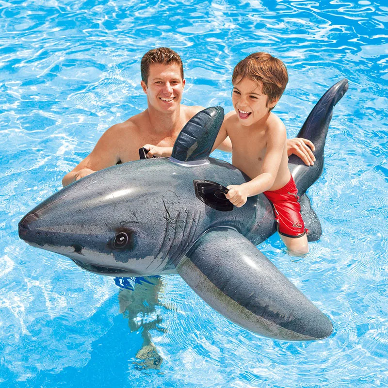 173cmx107cm Kid Inflatable Emulational Shark Ride-on Pool Float Swimming Water Toys Fun Beach Air Raft Bed