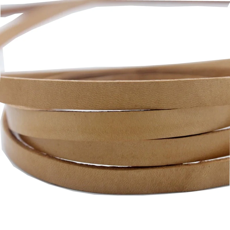 Aaazee 1 Yard 8mmx2mm Natural Coated Hide Real Cow Leather Strip, Wide Genuine Cord for DIY Bracelet Necklace Jewelry