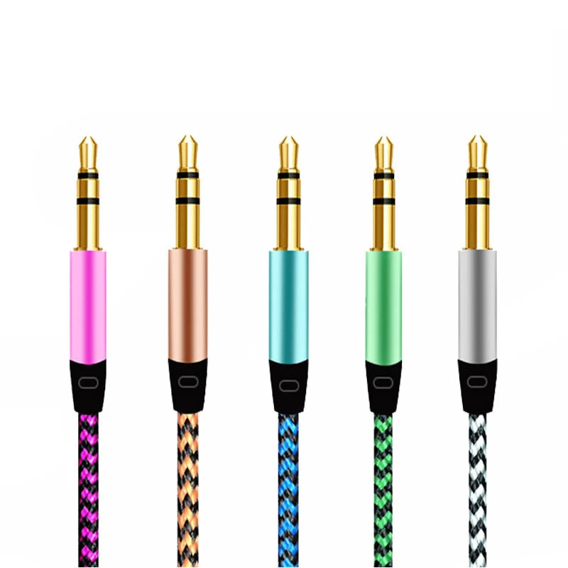 Cổng Aux Trên Ô Tô 1M Nylon Jack Cắm Cáp Âm Thanh 3.5 Mm To 3.5 Mm Aux Dây Đực Âm Thanh cáp Aux Vàng Cho iPhone Dây Loa