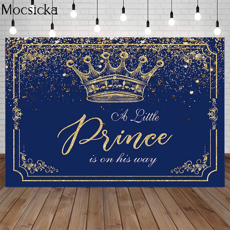 

Happy Birthday Royal Boy Little Prince Backdrop Golden Crown Children Birthday Party Decorative Props Photo Background Photozone