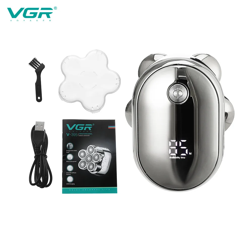 VGR 395 – rasoir électrique Intelligent à affichage numérique pour hommes, Kit de toilettage, lame de rasoir lavable, sécurité VGR V395