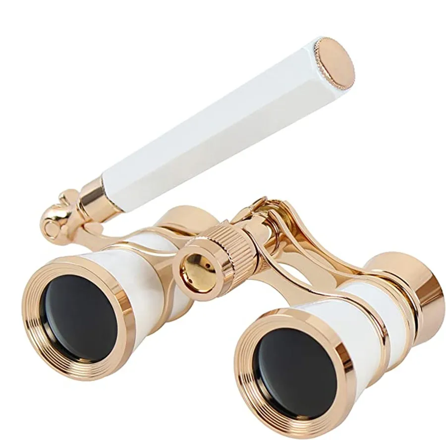 

Opera Glasses Binoculars 3X25 Theater Glasses Mini Binocular Compact with Handle for Adults Kids Women in Musical Concert（White）