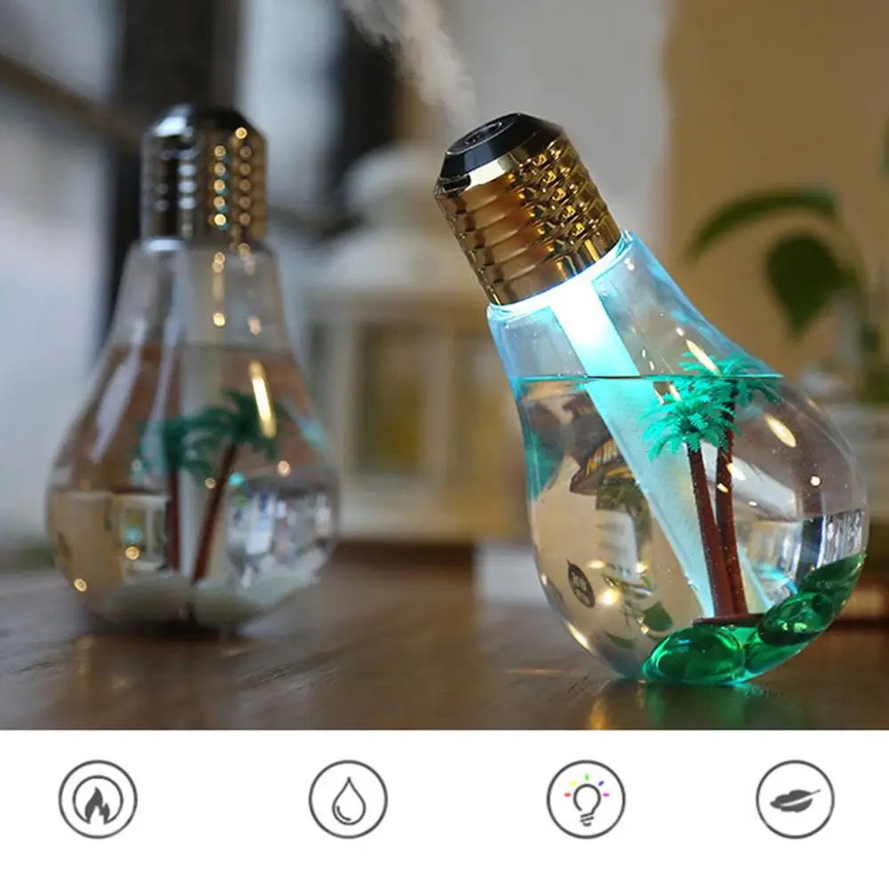 Creative USB Ultrasonic Humidifier ไฟ LED กลางคืน Light Mini เครื่องพ่นอโรมา Aromatherapy Mist Maker ขวดสำหรับ Home