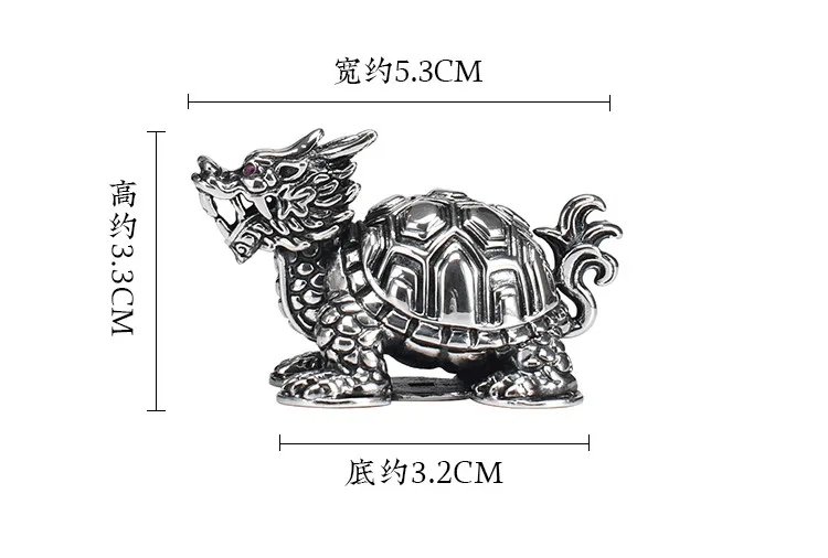 Pure silver dragon turtle tea pet ornaments creative ancient god beast lucky turtle tea pet   personality tea table ornaments