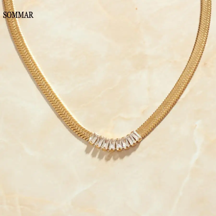 SOMMAR 2024 trend PVD /stainless_steel color Girl charm bracelet Square zircon blade chain friendship bracelets diy