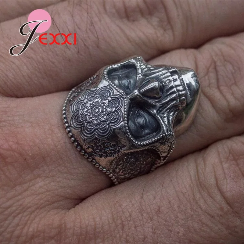 Cool Punk Style G-shaped Head Skeleton Finger Rings For Men Popular Rock Jewelry Halloween Gift