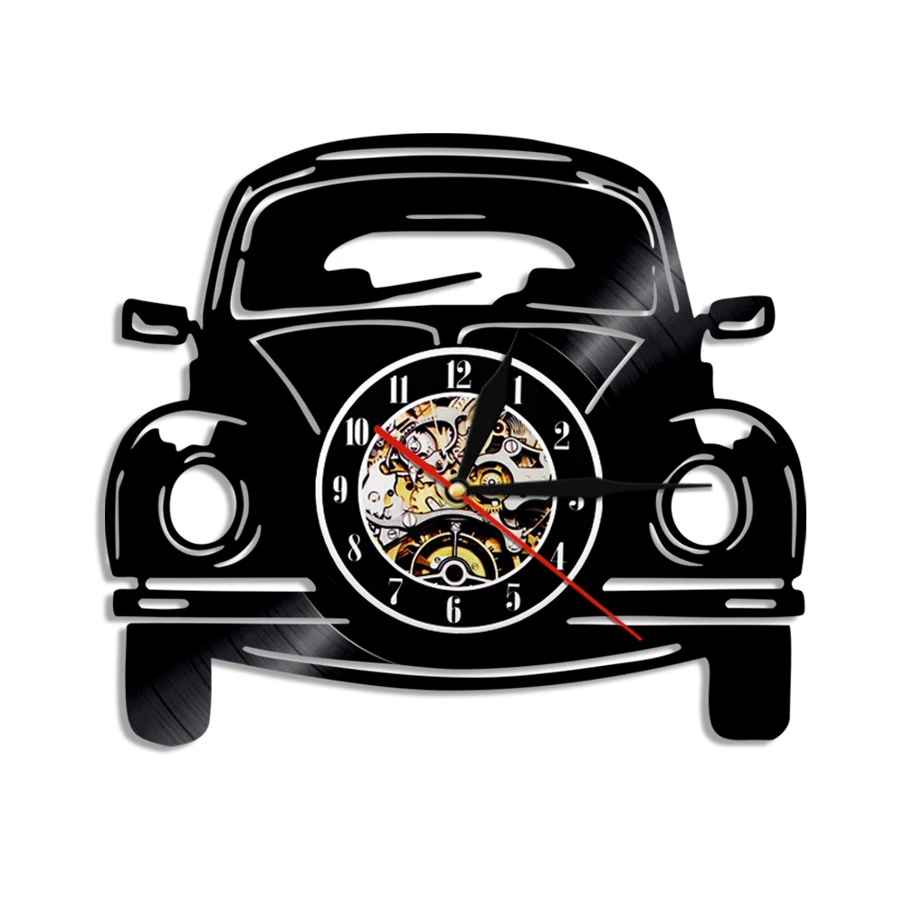 Car Shape Theme Modern Design Vinyl Record Wall Clock Classic Retro Family Car Transportation Home Decor Art Wall Watch