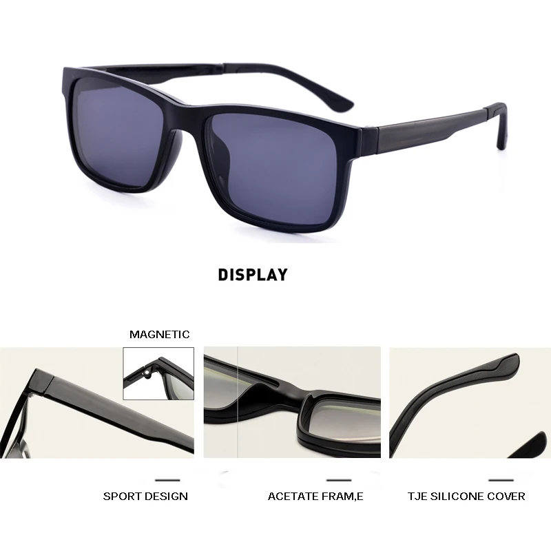 Polarized Magnet Clip Óculos para Homens e Mulheres, Óculos de Prescrição Miopia, Óculos Ópticos, Brand Designer, Eyewear