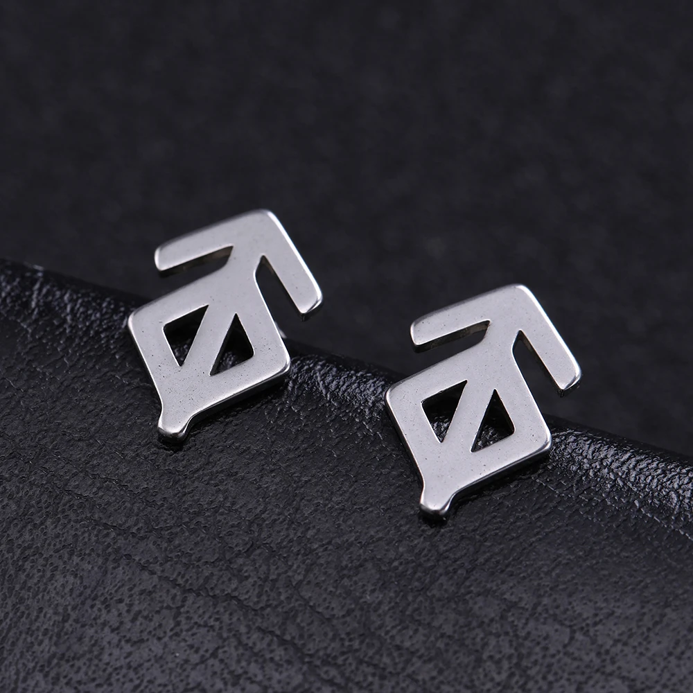 Viking Futhark Runes Stud Earrings Stainless Steel Earring for Women Men Amulet Nordic Vintage Jewelry Ear Accessories Aretes
