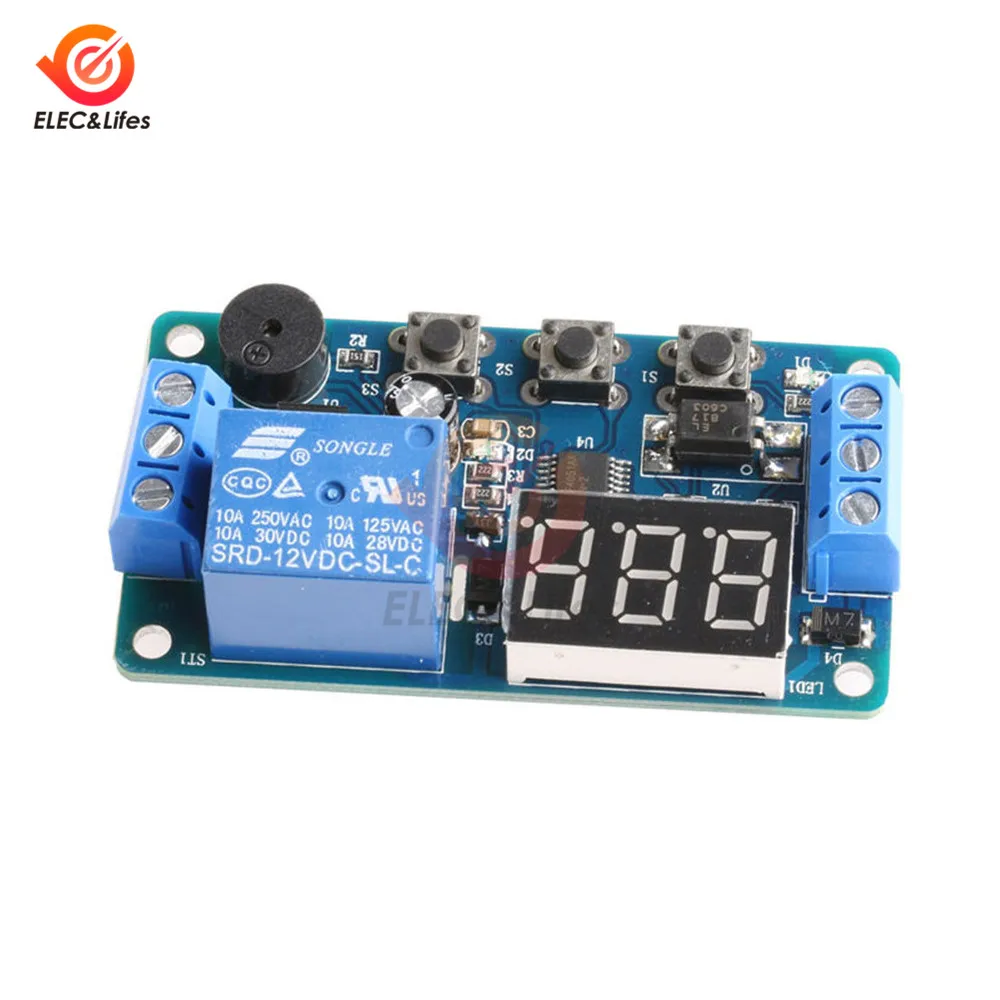 DC 12V Kỹ Thuật Số Thời Gian Trễ Tiếp Còi Mô Đun 3 Nút Hẹn Giờ Relay Thời Gian Điều Khiển Kích Hoạt Thời Gian Ban Tự Động Hóa xe Ô Tô