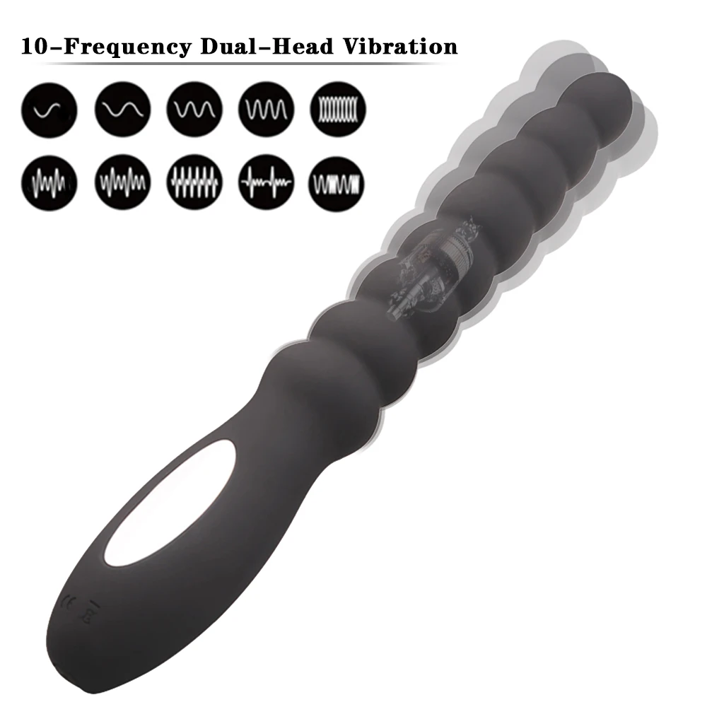 10 Speed Anal Vibrator Anal Beads Prostate Massage Dual Motor Butt Plug Stimulator USB Charge Vibrators Sex Toys For Men Women