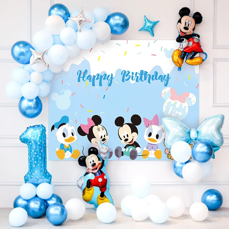 Disney Mickey Mouse Birthday Decor Baby Girl Favor Party Decor Diy Birthday Number Balloon Combination Baby Shower Gifts For Boy