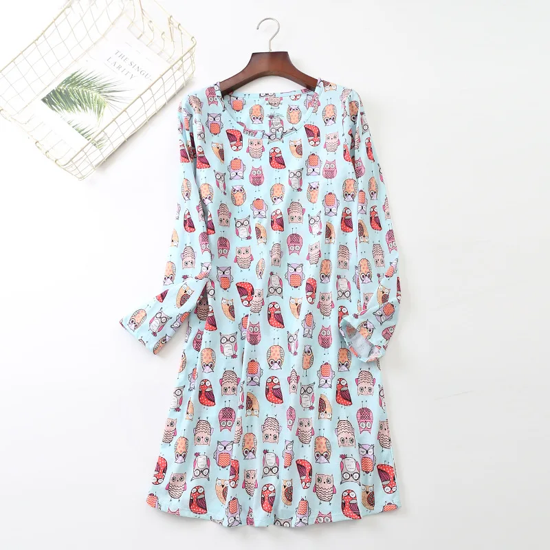 New Arrival Women Rfx Autumn Sleepwear Cotton Summer Nightdress Leisure And Comfortable Nightgow Long-sleeved Loose Dressing