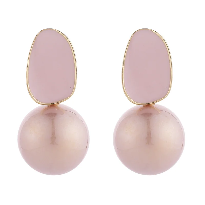 New Arrival Fashion Fine Enamel Pearl Drop Clip on Earrings Big Geometric Elegant No Pierced Women Jewelry Valentine's Day Gift