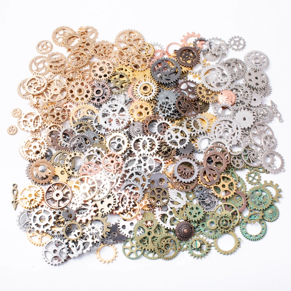 100g hot sale mixed 20-60 kinds of steampunk gear pendants and cog jewelry for jewelry making