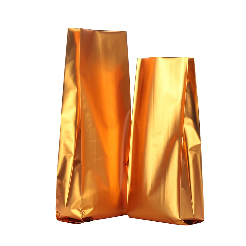 Matte Gold Aluminum Foil Organ Bag Side Folded 100pcs Red Plastic Side Gusseted Milk Powder Packing Pouch Black Coffee Bean Bags