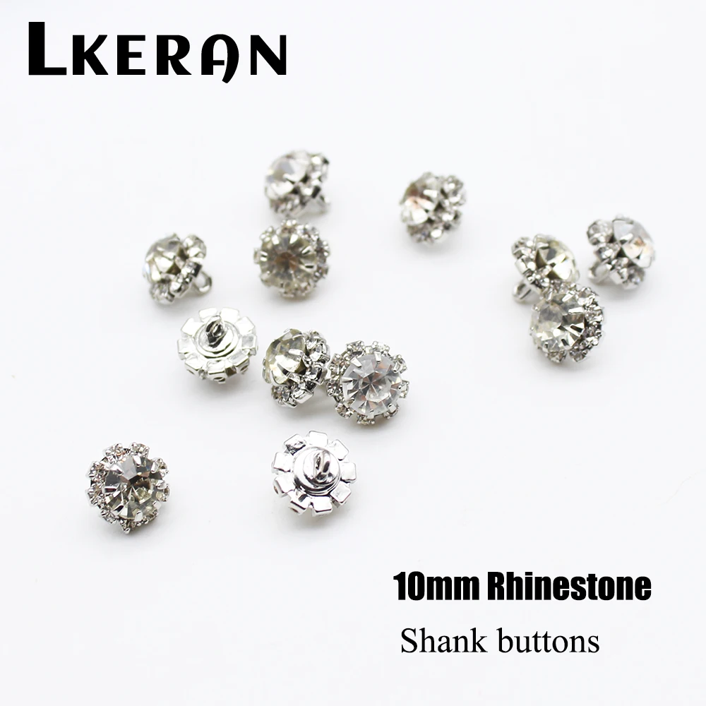 Wholesale 100Pcs 10mm Mini Rhinestone Sewing Button Crystal Card Making DIY Wedding Invitios Handmade Hair Jewelry Germent Shoes