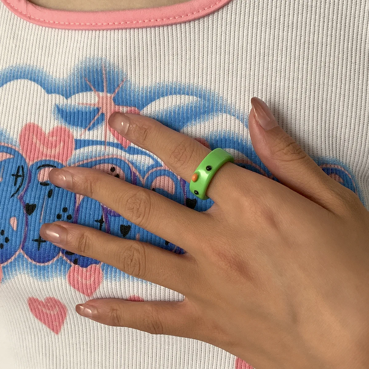 Acrylic Frog Ring Chick Resin Rings For Women Girls Simple Animal Aesthetic Jewelry Friendship Rings Greative Party Travel Gifts