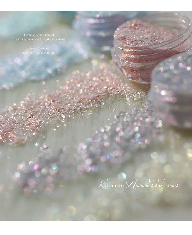 

6 Jar Nail Art Super Fine Opal Japanese Powder Dream Glitter Powder Ice Crystal Gold/ Silver/Shimmer Nail Mermaid Glitter Powder