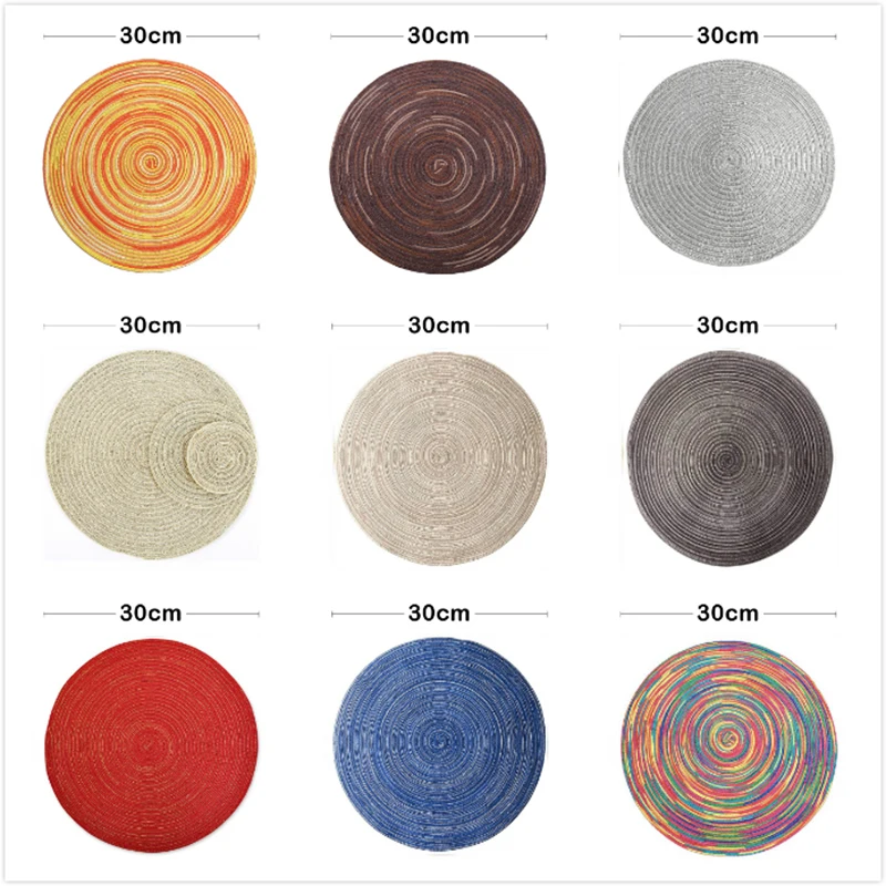 Home Decoration Round Weaving Place Dining Table Pad, 36cm Heat Resistant Kitchen Anti-Skid Mat