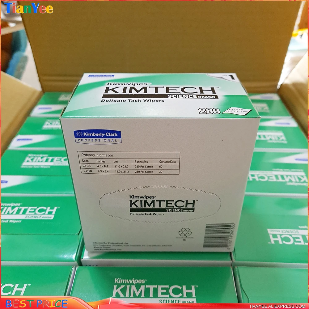 Wholesale Price 280 Wipes KIMTECH Kimwipes Fiber Cleaning Paper Packes Kimperly Wipes Optical Fiber Wiping Paper Authorized