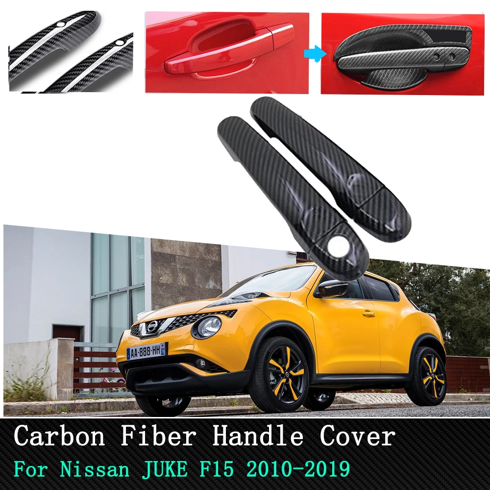

For Nissan JUKE F15 Infiniti Esq Car Exterior Sticker Door Handle Cover 2010~2019 Chrome Carbon Fiber Car Door handle protection