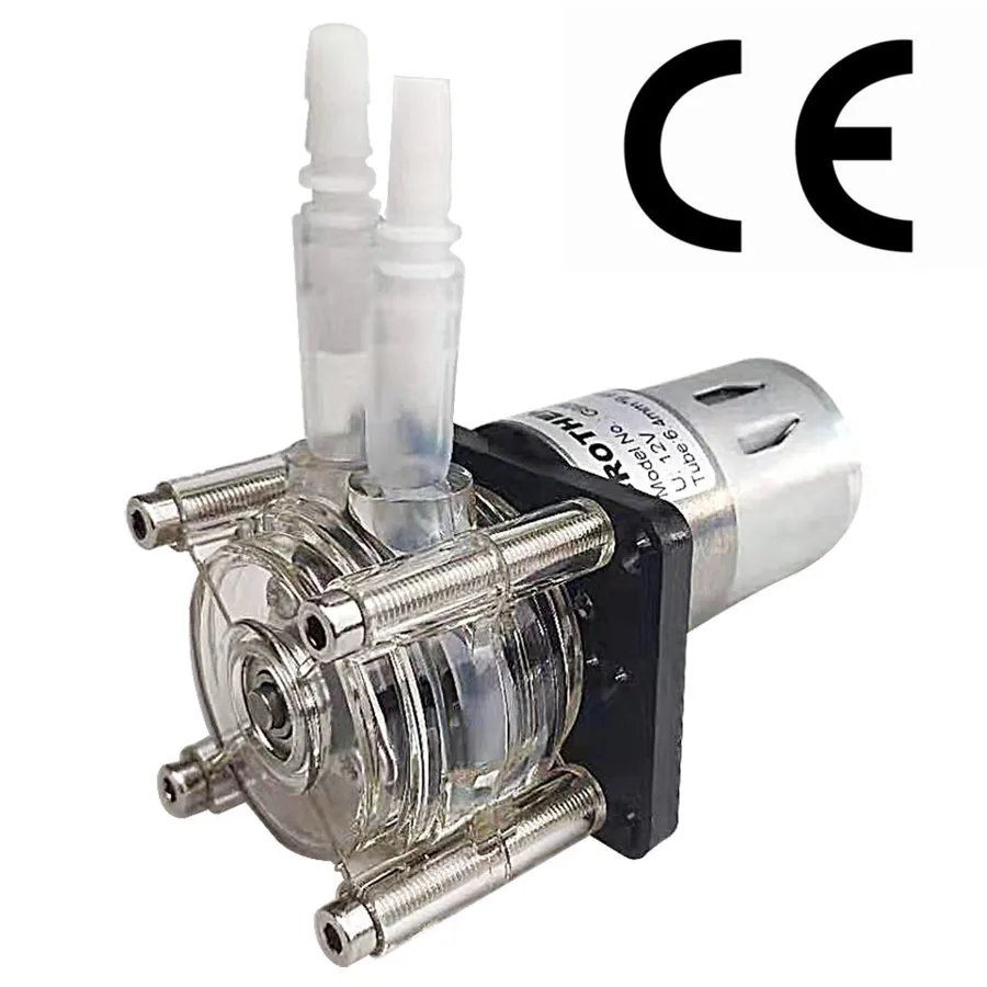 DC 12V High Flow Peristaltic Pump Tube Vacuum Miniature Dosing Pump Hose Pump for Aquarium Lab Analytical Water 6.4mm ID×9.6mm O