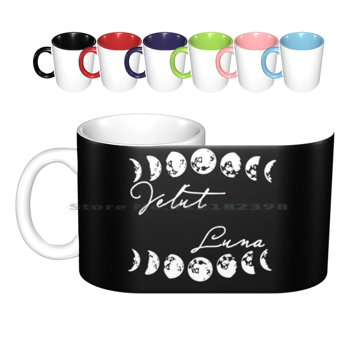 Velut Luna White Ceramic Mugs Coffee Cups Milk Tea Mug Witch Portrait Graphic Occult Psychic Simple Crystal New Age Mystic