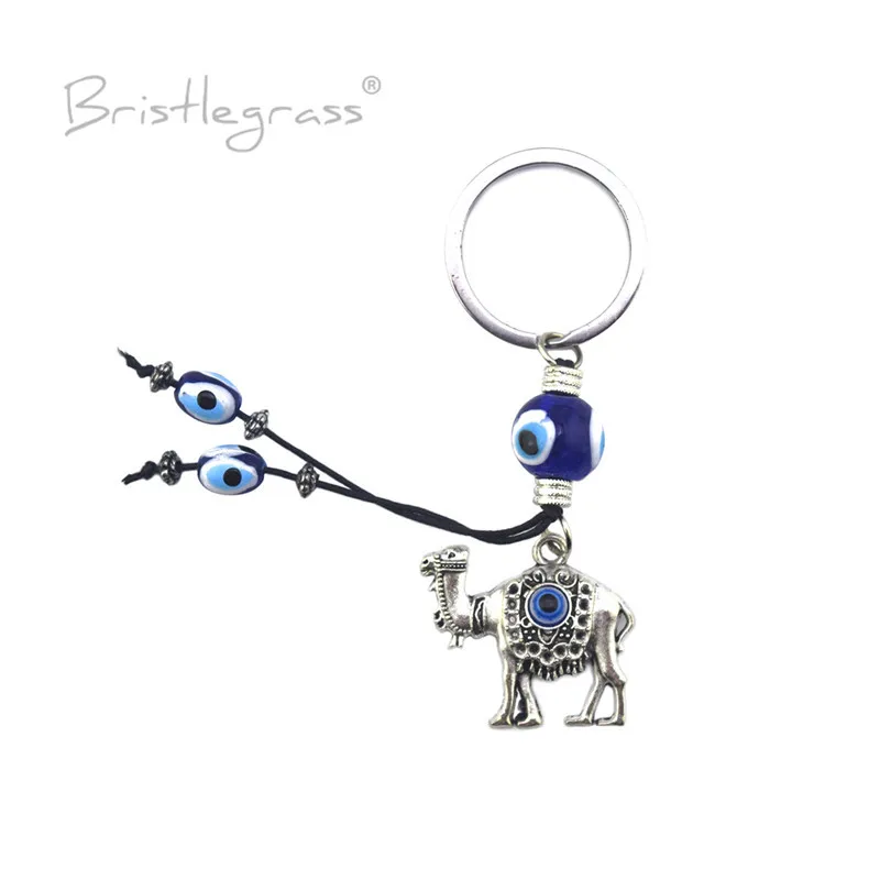 BRISTLEGRASS Turkish Blue Evil Eye Camel Keychain Key Chain Ring Holder Amulets Hanging Pendant Lucky Charms Blessing Protection