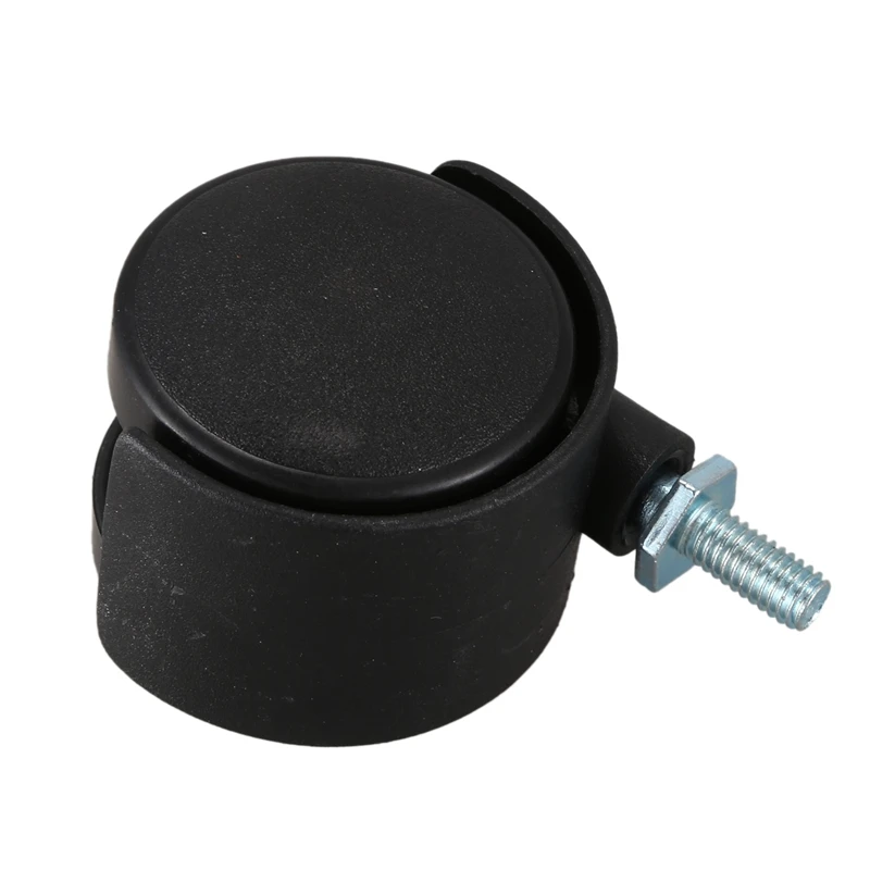 2x6Mm vástago roscado 40Mm rueda Dual giratoria Caster negro