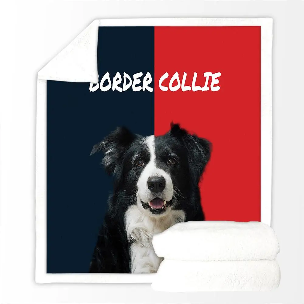 CLOOCL Best Friend Border Collie Thicken Blanket 3D Printed Blanket Beds for Office Blankets Fashion Double Layer Adult Quilt