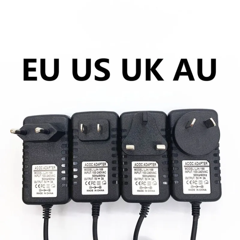 Adaptador de fuente de alimentación DC 12V 2A 2000mA AC 100V-240V, convertidor, enchufe EU US UK AU DC 5,5mm x 2,5mm-2,1mm para cámara IP CCTV